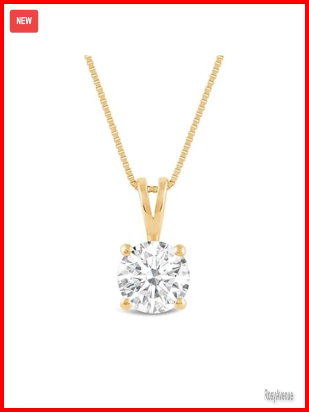 14K Yellow Gold Lab Grown Diamond Pendant Necklace 1.0 Carat